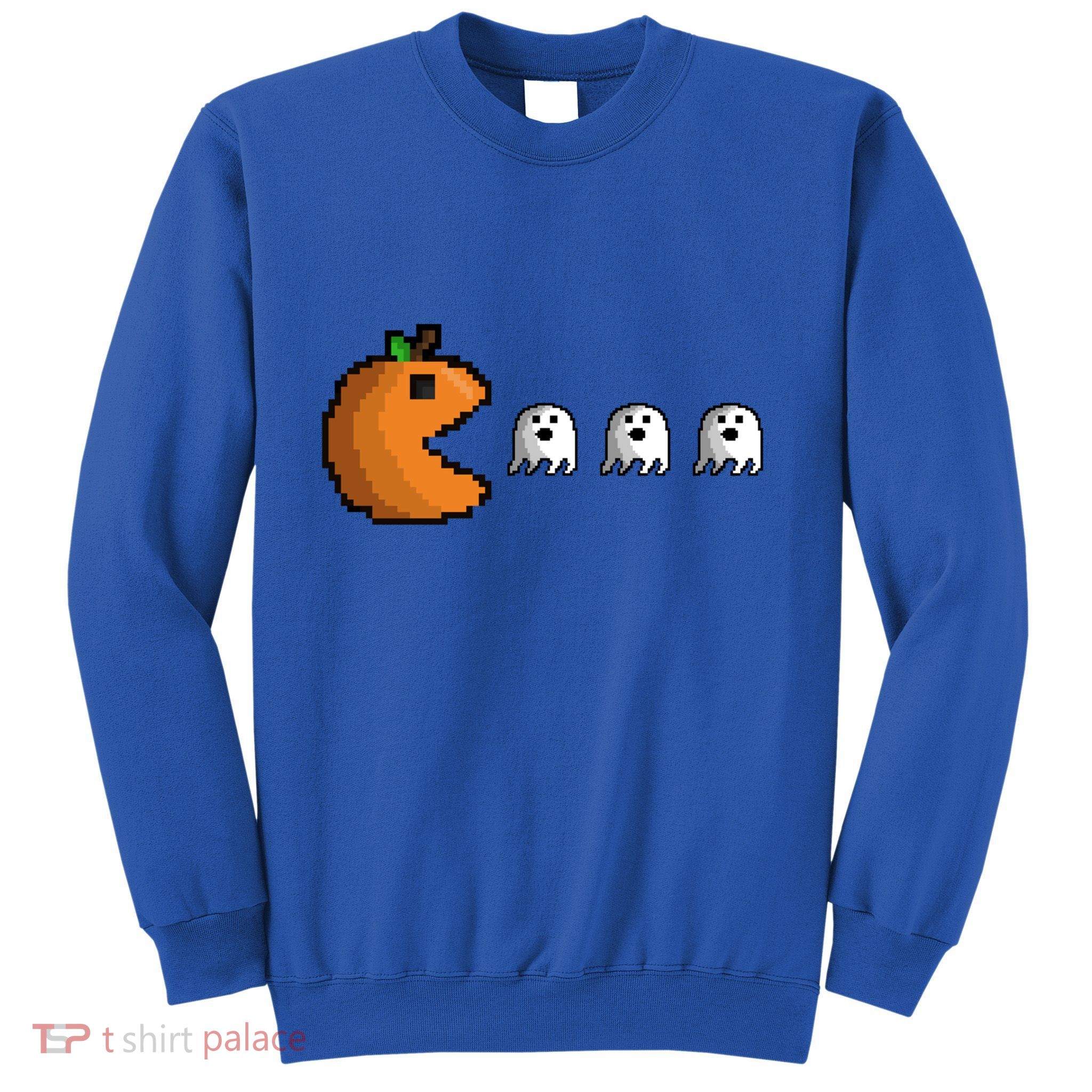 Pixel Pumpkin Eating Ghosts Cute Gamer Halloween Gift Sweatshirt