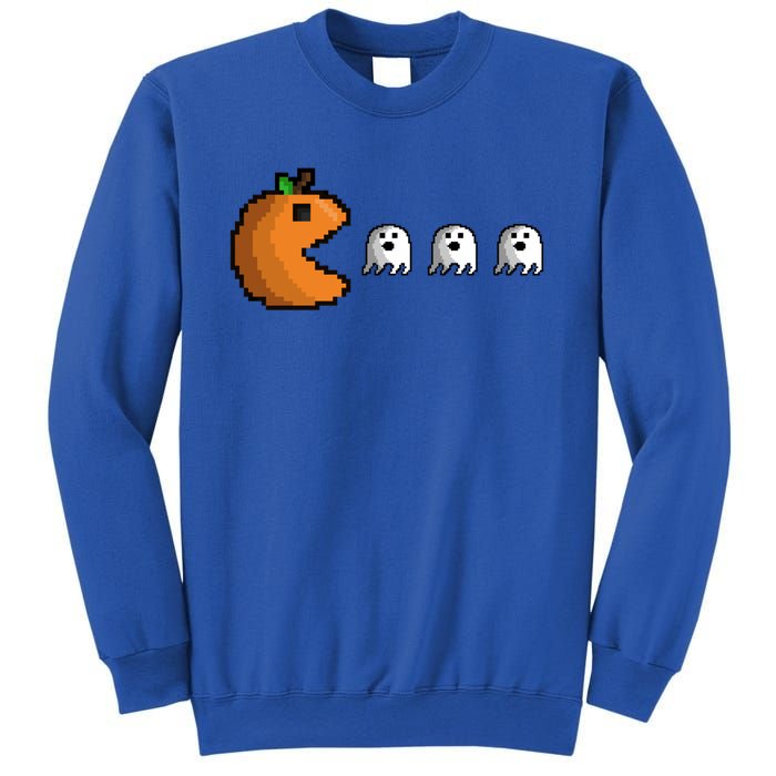 Pixel Pumpkin Eating Ghosts Cute Gamer Halloween Gift Sweatshirt