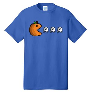 Pixel Pumpkin Eating Ghosts Cute Gamer Halloween Gift Tall T-Shirt