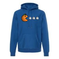 Pixel Pumpkin Eating Ghosts Cute Gamer Halloween Gift Premium Hoodie