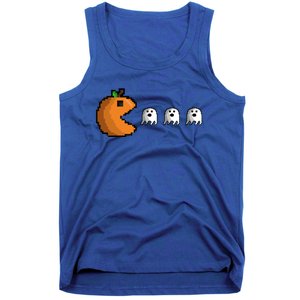 Pixel Pumpkin Eating Ghosts Cute Gamer Halloween Gift Tank Top