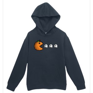 Pixel Pumpkin Eating Ghosts Cute Gamer Halloween Gift Urban Pullover Hoodie