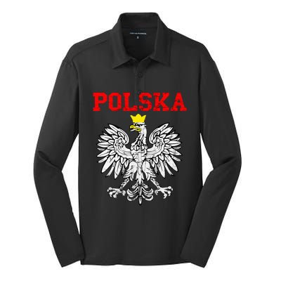 Polska Poland Eagle Poland Heritage Polish Pride Roots Silk Touch Performance Long Sleeve Polo