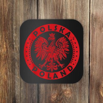 Polska Polish Eagle Vintage Distressed Poland Coat Of Arms Coaster