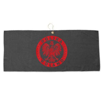 Polska Polish Eagle Vintage Distressed Poland Coat Of Arms Large Microfiber Waffle Golf Towel