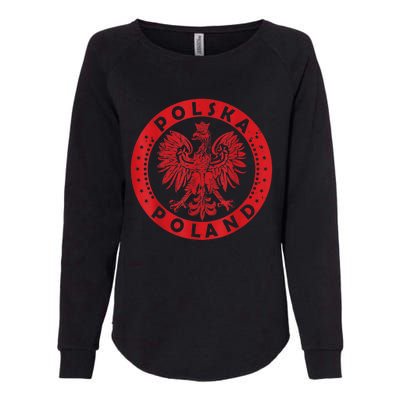 Polska Polish Eagle Vintage Distressed Poland Coat Of Arms Womens California Wash Sweatshirt