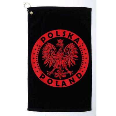 Polska Polish Eagle Vintage Distressed Poland Coat Of Arms Platinum Collection Golf Towel