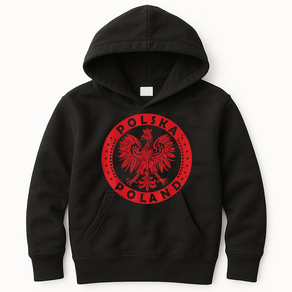 Polska Polish Eagle Vintage Distressed Poland Coat Of Arms Kids Hoodie