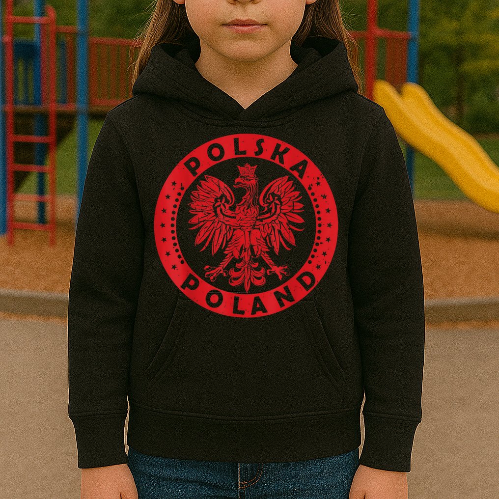 Polska Polish Eagle Vintage Distressed Poland Coat Of Arms Kids Hoodie