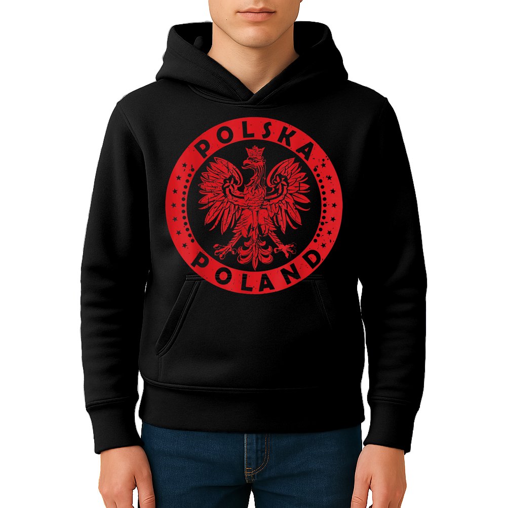 Polska Polish Eagle Vintage Distressed Poland Coat Of Arms Kids Hoodie
