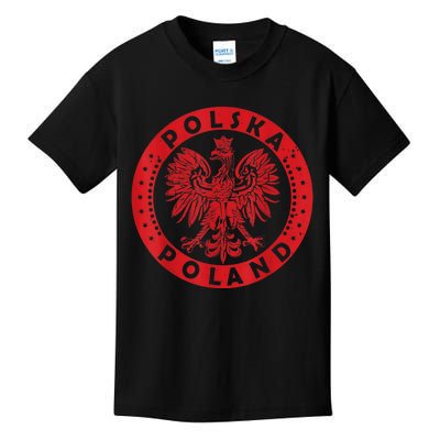 Polska Polish Eagle Vintage Distressed Poland Coat Of Arms Kids T-Shirt