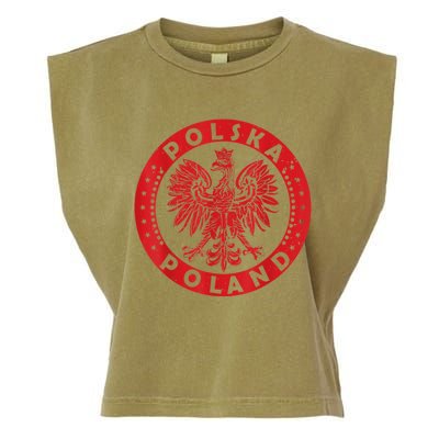 Polska Polish Eagle Vintage Distressed Poland Coat Of Arms Garment-Dyed Women's Muscle Tee