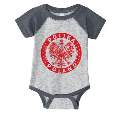 Polska Polish Eagle Vintage Distressed Poland Coat Of Arms Infant Baby Jersey Bodysuit