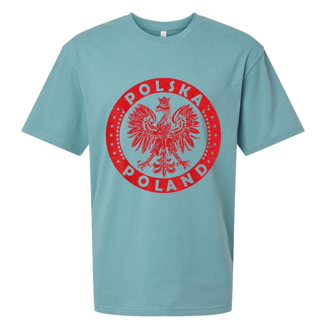 Polska Polish Eagle Vintage Distressed Poland Coat Of Arms Sueded Cloud Jersey T-Shirt