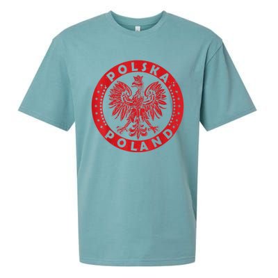 Polska Polish Eagle Vintage Distressed Poland Coat Of Arms Sueded Cloud Jersey T-Shirt