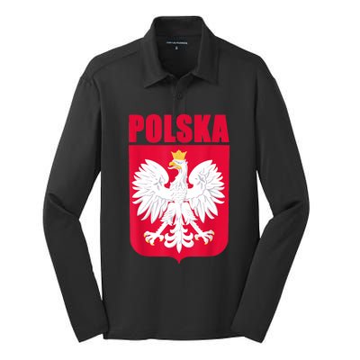 Polska Poland Eagle Polish Soccer Team Flag Jersey Fans Silk Touch Performance Long Sleeve Polo