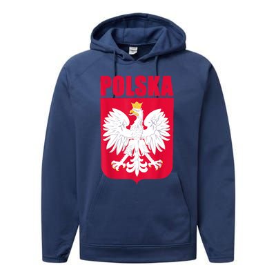 Polska Poland Eagle Polish Soccer Team Flag Jersey Fans Performance Fleece Hoodie