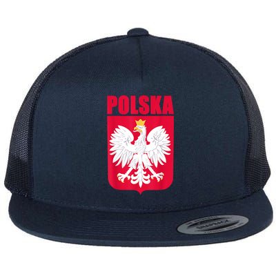 Polska Poland Eagle Polish Soccer Team Flag Jersey Fans Flat Bill Trucker Hat