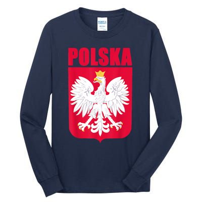 Polska Poland Eagle Polish Soccer Team Flag Jersey Fans Tall Long Sleeve T-Shirt