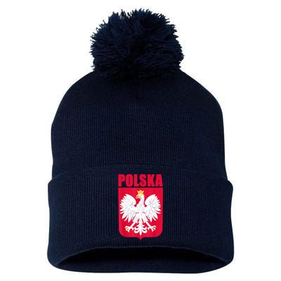 Polska Poland Eagle Polish Soccer Team Flag Jersey Fans Pom Pom 12in Knit Beanie