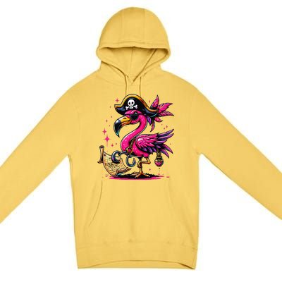 Pirate Pin.K Flamingo Halloween Party Jolly Roger Premium Pullover Hoodie