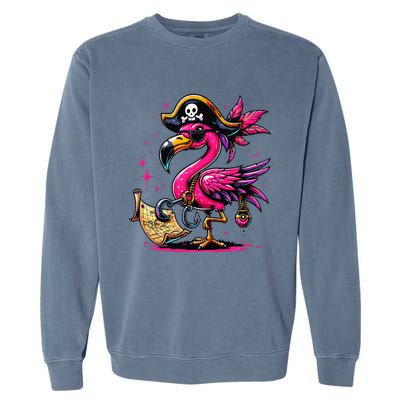 Pirate Pin.K Flamingo Halloween Party Jolly Roger Garment-Dyed Sweatshirt