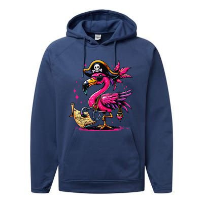 Pirate Pin.K Flamingo Halloween Party Jolly Roger Performance Fleece Hoodie