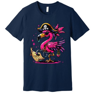 Pirate Pin.K Flamingo Halloween Party Jolly Roger Premium T-Shirt