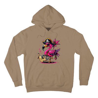 Pirate Pin.K Flamingo Halloween Party Jolly Roger Hoodie