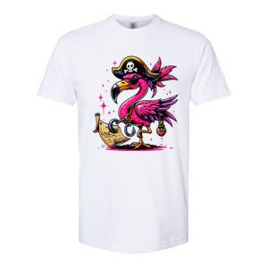 Pirate Pin.K Flamingo Halloween Party Jolly Roger Softstyle® CVC T-Shirt