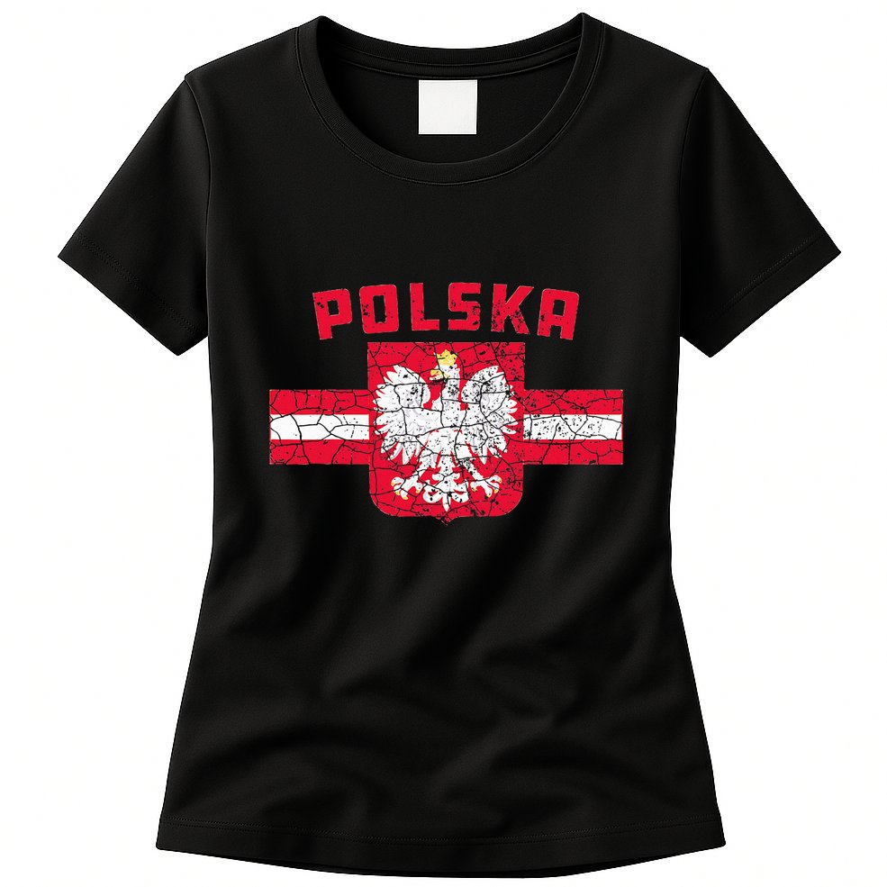 Polska Poland Flag Polish White Eagle Womens T-Shirt
