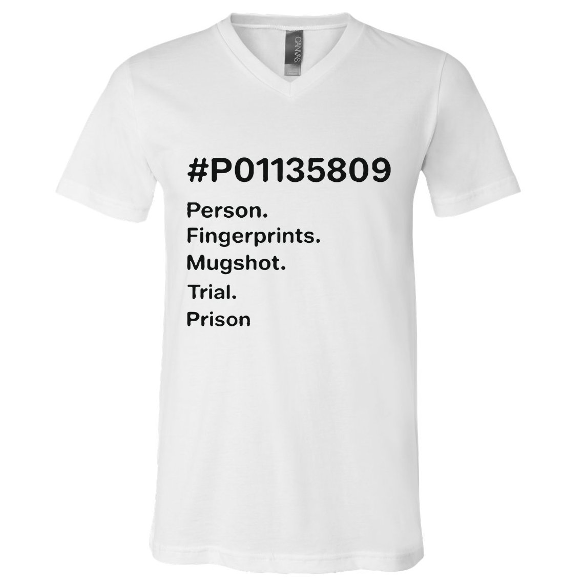 P01135809 Person Fingerprints Mugshot Trial Prison V-Neck T-Shirt