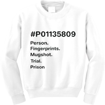 P01135809 Person Fingerprints Mugshot Trial Prison Kids Sweatshirt