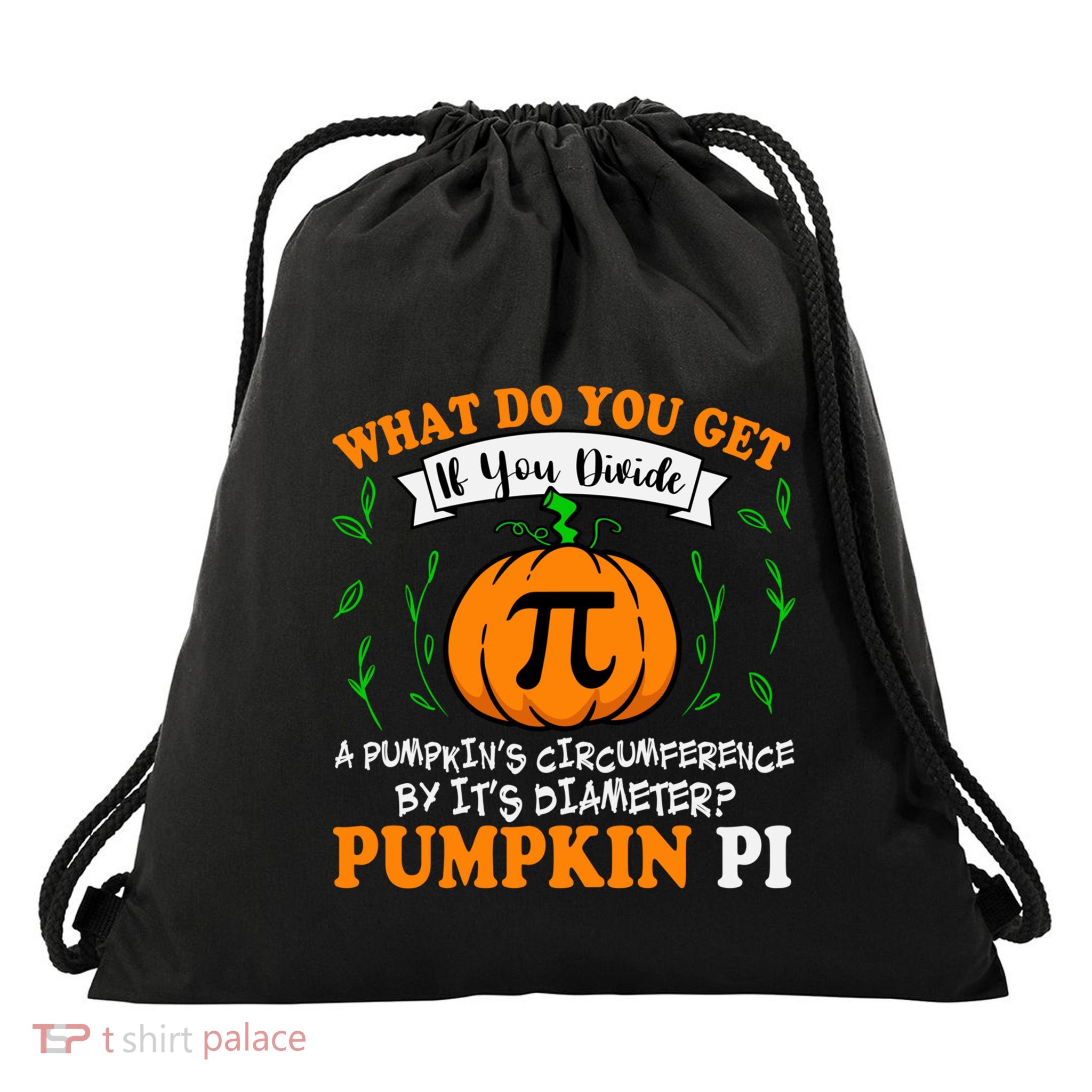 Pumpkin Pi Funny Halloween Thanksgiving Pie Math Pi Day Gift Drawstring Bag