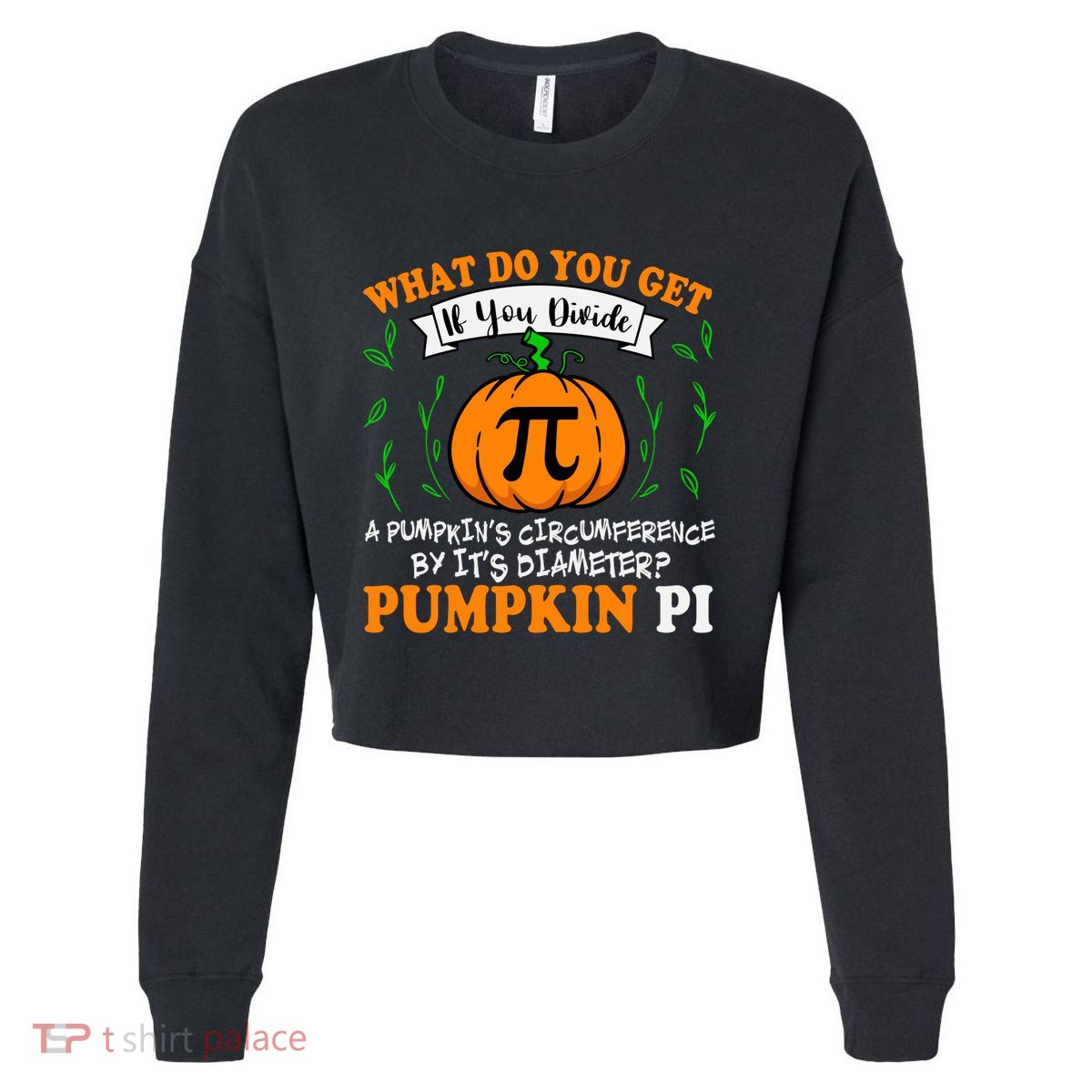 Pumpkin Pi Funny Halloween Thanksgiving Pie Math Pi Day Gift Cropped Pullover Crew