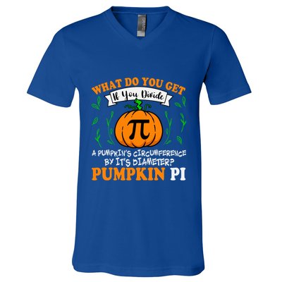 Pumpkin Pi Funny Halloween Thanksgiving Pie Math Pi Day Gift V-Neck T-Shirt