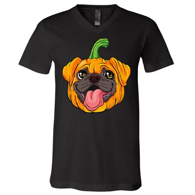 Pugkin Pupkin Festive Fall Dog Costume V-Neck T-Shirt