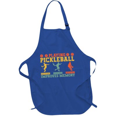 Pickleball Player Funny Playing Pickleball Improves Memory Funny Gift Full-Length Apron With Pockets
