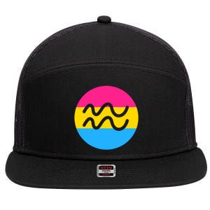 Pansexual Pride Flag Aquarius Horoscope Zodiac Sign Birthday Cool Gift 7 Panel Mesh Trucker Snapback Hat