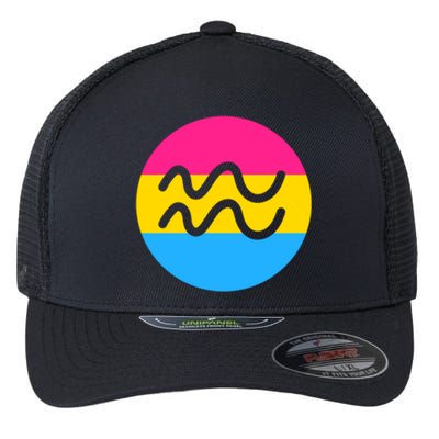 Pansexual Pride Flag Aquarius Horoscope Zodiac Sign Birthday Cool Gift Flexfit Unipanel Trucker Cap