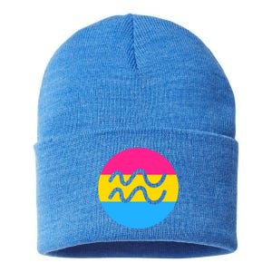 Pansexual Pride Flag Aquarius Horoscope Zodiac Sign Birthday Cool Gift Sustainable Knit Beanie