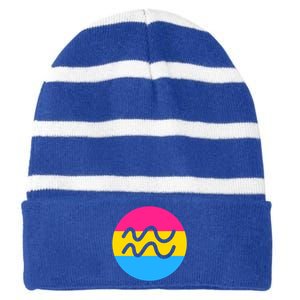 Pansexual Pride Flag Aquarius Horoscope Zodiac Sign Birthday Cool Gift Striped Beanie with Solid Band