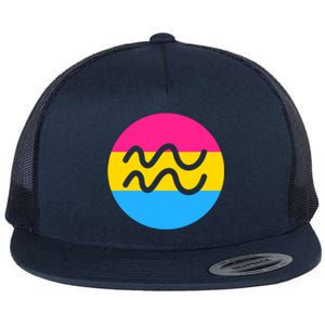 Pansexual Pride Flag Aquarius Horoscope Zodiac Sign Birthday Cool Gift Flat Bill Trucker Hat