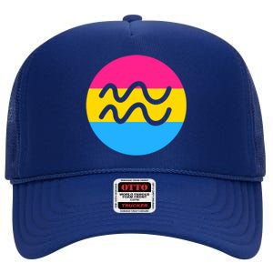 Pansexual Pride Flag Aquarius Horoscope Zodiac Sign Birthday Cool Gift High Crown Mesh Back Trucker Hat