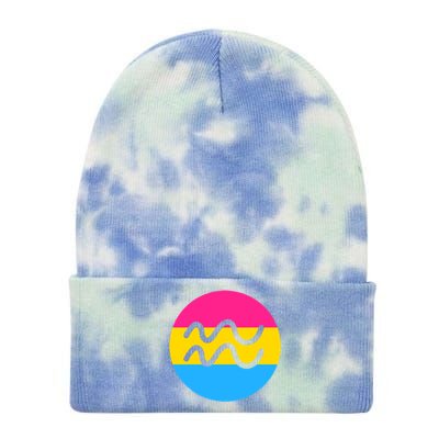 Pansexual Pride Flag Aquarius Horoscope Zodiac Sign Birthday Cool Gift Tie Dye 12in Knit Beanie