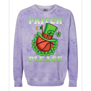 Pritch Please Funny Basketball St PatrickS Day Colorblast Crewneck Sweatshirt