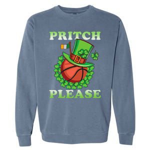 Pritch Please Funny Basketball St PatrickS Day Garment-Dyed Sweatshirt