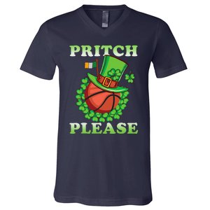 Pritch Please Funny Basketball St PatrickS Day V-Neck T-Shirt