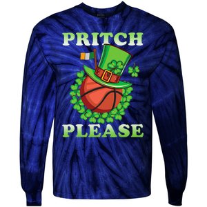 Pritch Please Funny Basketball St PatrickS Day Tie-Dye Long Sleeve Shirt