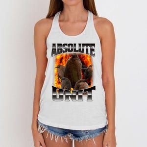 Pesto Penguin Funny Absolute Unit Bootleg Rap Fire Women's Knotted Racerback Tank